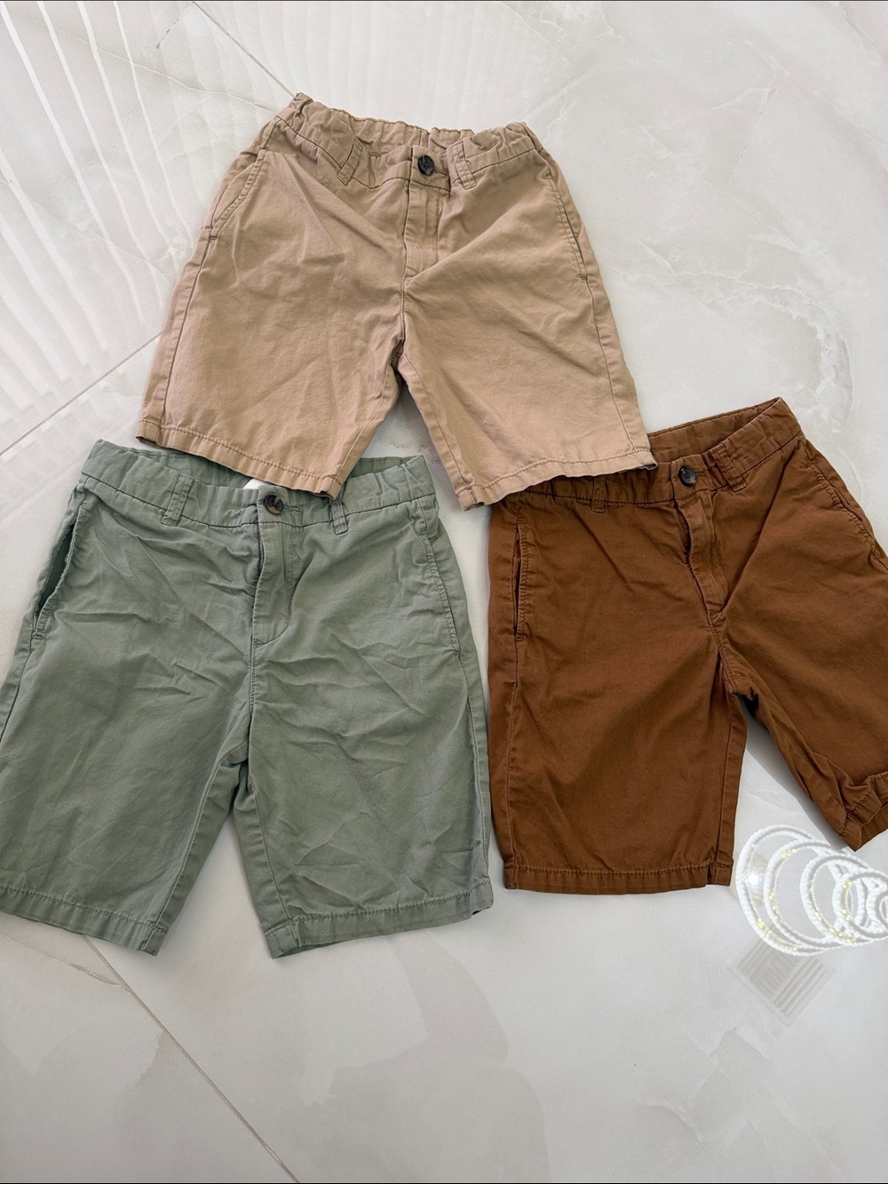 H&M Kids Cotton Shorts in Beige, Sage & Brown